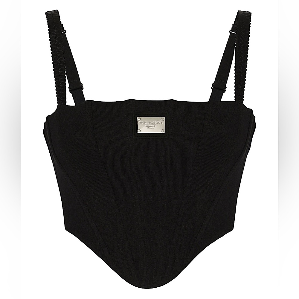 Dolce & Gabbana logo plaque corset zip top